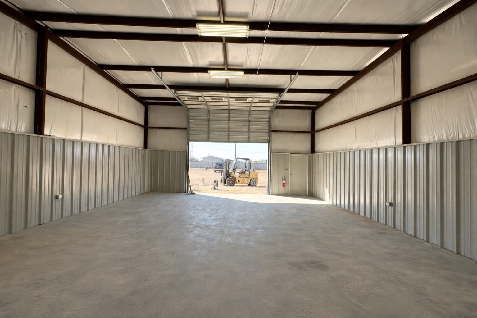 Shop interior facing the overhead door